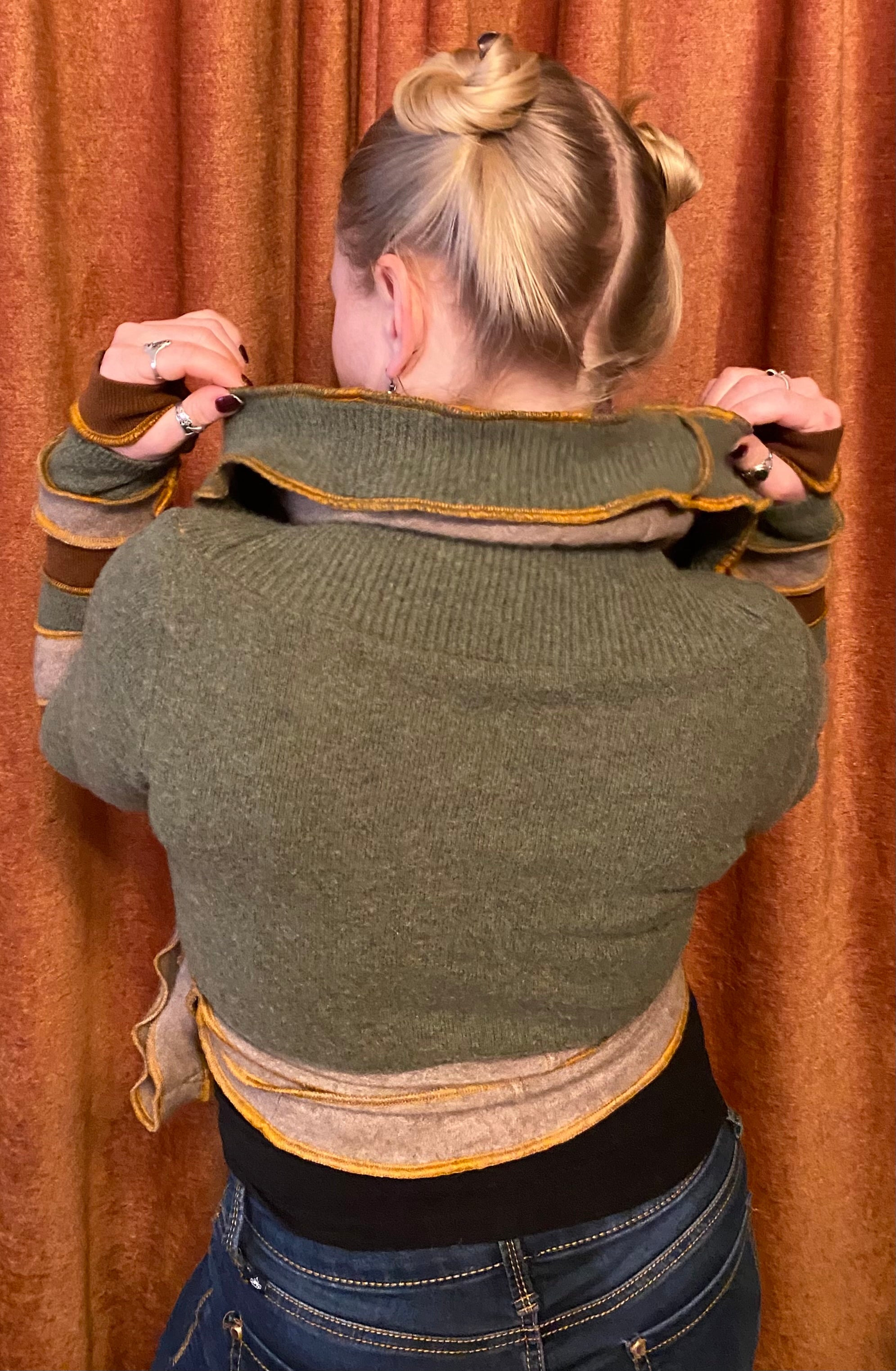 Earthtone cashmere collared bolero