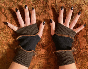 Brown and black earthtone cashmere armwarmers