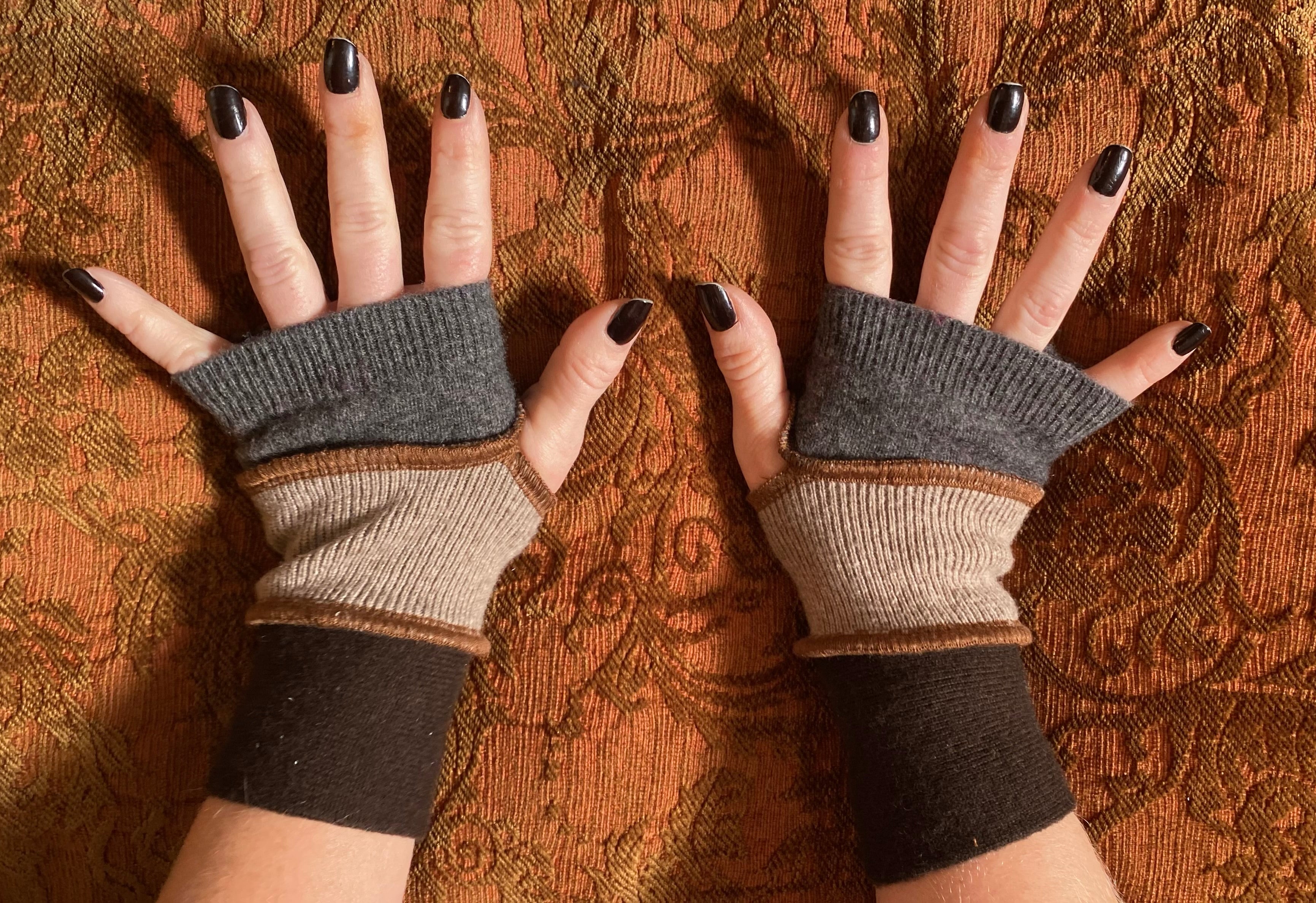 Shorter&smaller Earth tone cashmere armwarmers