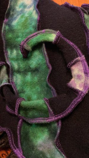 Green and purple tiedye cashmere hood dye hood