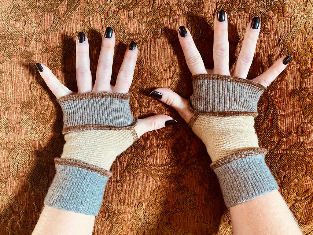 Lighter earthtone cashmere armwarmers