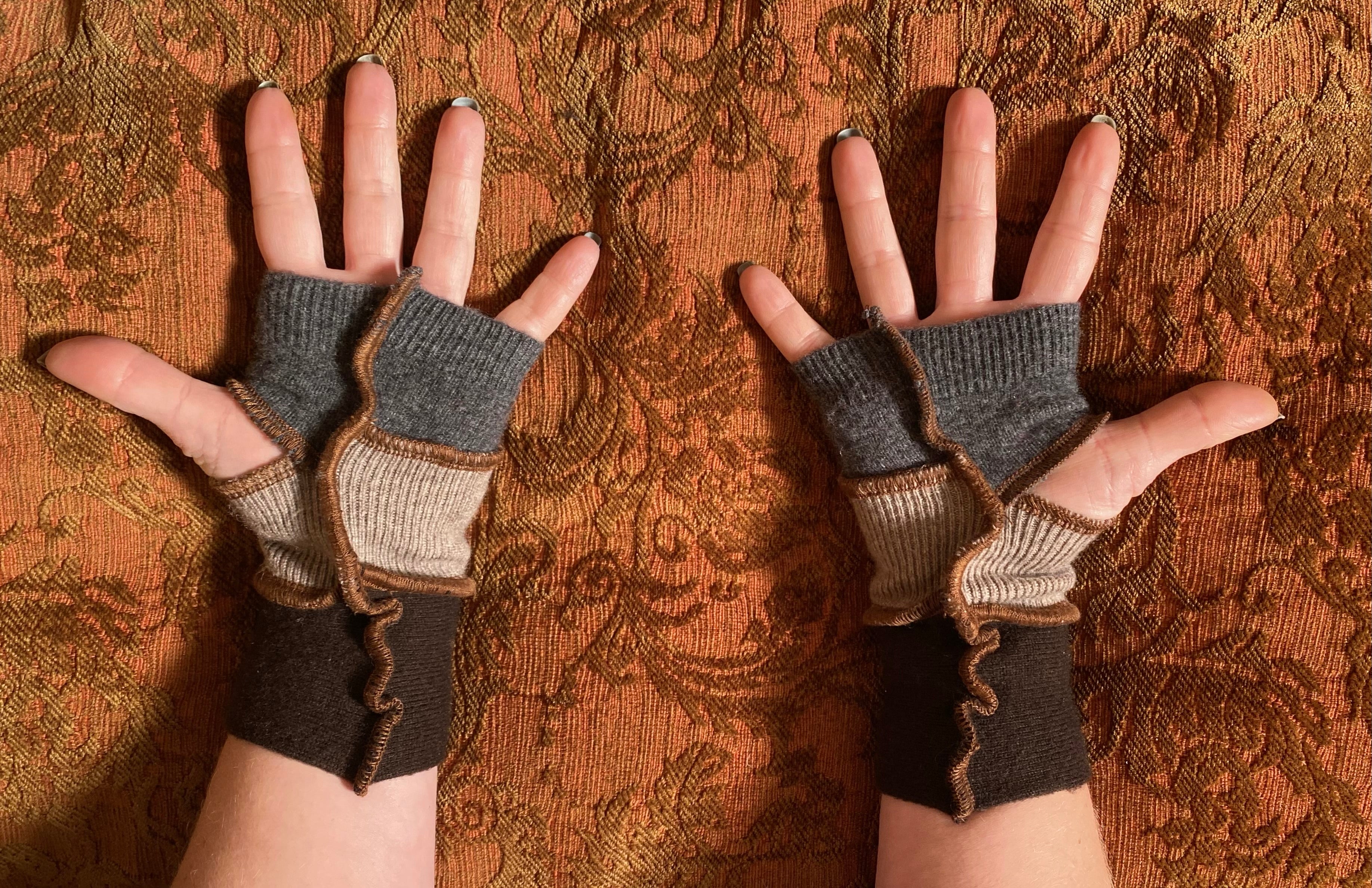 Shorter&smaller Earth tone cashmere armwarmers