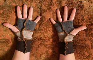 Shorter&smaller Earth tone cashmere armwarmers